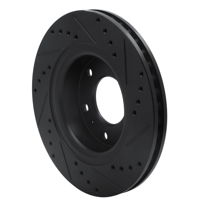 Buick Rainier Brake Rotor (1) - Front Left - R1 Concepts - Drilled & Slotted - Black - `06-`09